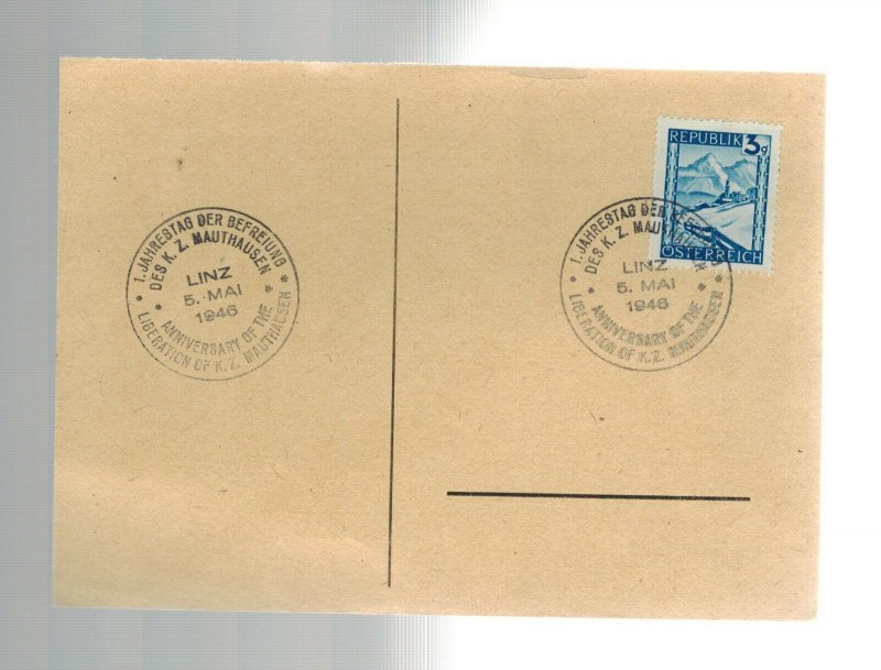 1946 Linz Austria Mauthausen Concentration Camp Memorial Postcard Cover