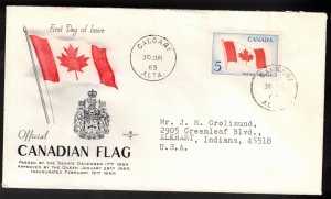 CANADA FDC Scott # 439 - New Canadian Flag - Rose Craft Cachet