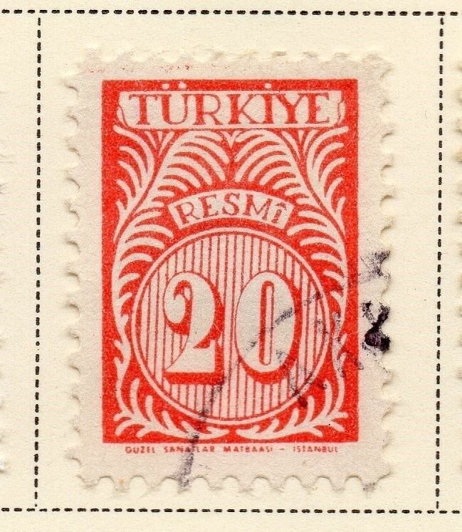 Turkey 1957 Early Issue Fine Used 20k. 086019