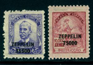 BRAZIL 1932 AIRMAIL - ZEPPELIN Surcharged set  Scott # C29-30  mint MNH