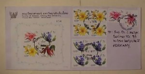 THAILAND  COVER  SHEETLET  FLOWERS VIOLET ,GUMAMELA  TO GERMANY