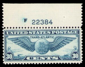 US C24 30¢ Winged Globe Plate Number Single  Mint Never Hinged 