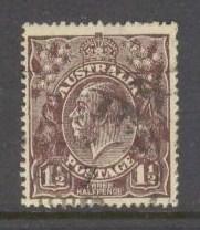 AUSTRALIA Sc# 63 USED FVF King George V  WMK 11