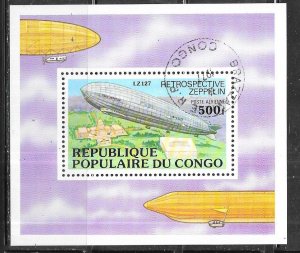 Peoples Republic of Congo #C236   500f  Zeppelin S/S (UFDC) CV $2.00