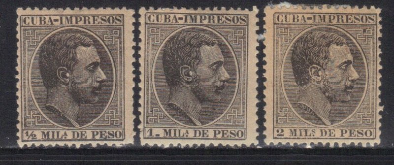 CUBA SC# P1-P3  **MH** 1888  NEWSPAPER STAMPS   SEE SCAN