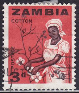 Zambia 7 USED 1964 Woman Picking Cotton