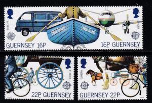 Guernsey # 381-384, Communication, Transportation, Used Set