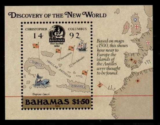 Bahamas 644 MNH Christopher Columbus, Map, Ship, Flag