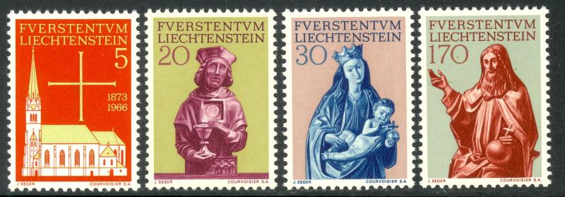 LIECHTENSTEIN 1966 VADUZ PARISH CHURCH Set Sc 416-419 MNH