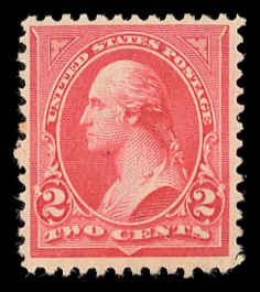 US Sc 267 Mint NO GUM - 1895 2¢ Washington, Type III, Double Line Wmk