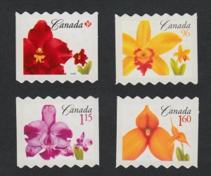 ORCHIDS = DIE CUT to Shape COIL stamps Canada 2007 #2244ii-47ii MNH