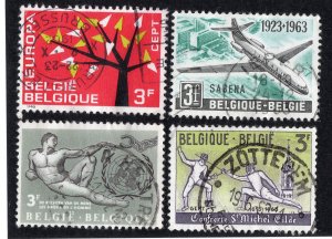 Belgium 1962-63 Group of 4 Commemoratives, Scott 582, 585, 589, 597 used