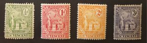 St Vincent Selection Of 4 Seal Of The Colony 1907 SG94/98 M/M Condition