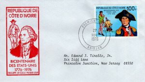 COTE D'IVOIRE   1976 The 200th Anniversary of American Revolution  FDC13769