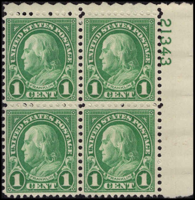 US #632 FRANKLIN MNH UR PLATE BLOCK #21343 DURLAND $2.50