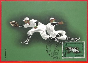 aa2438 -  SAN MARINO - POSTAL HISTORY - MAXIMUM  CARD Baseball  SPORT 1954