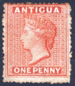 Antigua 1867 1d Vermilion P14-16 Wmk Star Up SG 7 Scott 3 UN Cat £250($330)