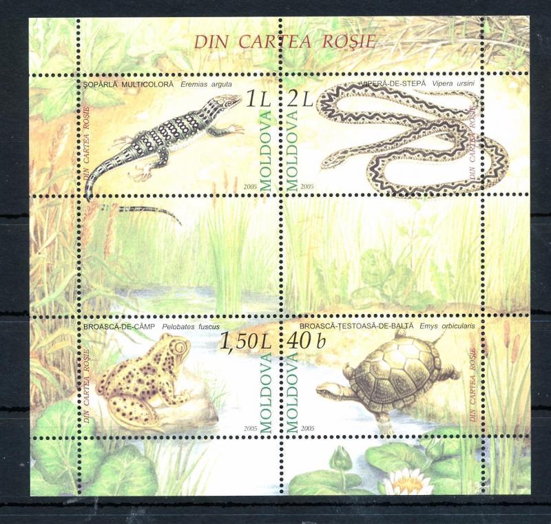 [41343] Moldova 2005 Reptiles Amphibians Snake Frog Turtle MNH Sheet