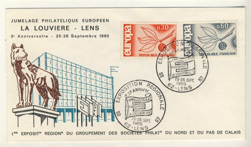 FRANCE 1965 (25/9 EXPO. LENS) Yv.1455/6 PAIRE EUROPA ENVELOPPE 1er JOUR FDC