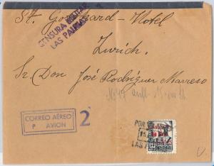 SPAIN  España - POSTAL HISTORY: CANARIAS Edifil 51 on COVER with to SWITZERLAND