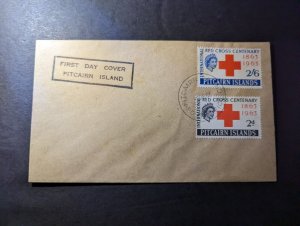 1963 Pitcairn Islands Souvenir First Day Cover FDC Red Cross Centenary