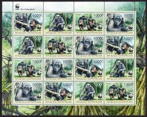 Central African Rep. WWF Central Chimpanzee Sheetlet of 4 sets /16 stamps