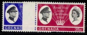 GRENADA QEII SG229-230, 1966 ROYAL VISIT set, NH MINT.