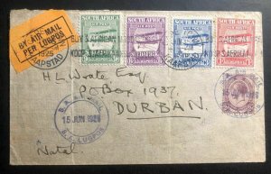 1925 Cape Town South Africa Early Airmail Cover to Durban