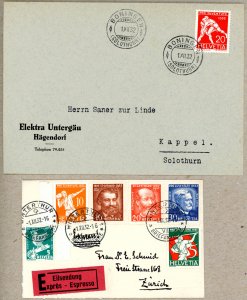 Switzerland B61-4 FDC  cat CHF 720- 1932 Pro Juventute on two covers with 210...