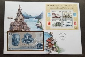 Norway Transport 1987 Airplane Locomotive Train Car Ship FDC (banknote cover)