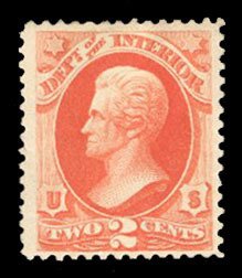 United States, Officials #O16 Cat$70, 1873 Interior, 2c vermilion, hinged