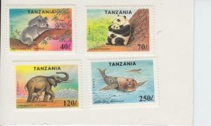 1994 Tanzania Endangered Species (Scott 1287-8, 1290-1) MNH