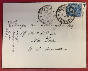 Italy, Scott #45 on 1890 Mourning Cover sent from Rome to New York City