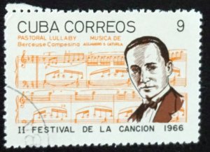 CUBA Sc# 1160 SONG FESTIVAL music composers 9c ALEJANDRO CATURIA 1966  used cto