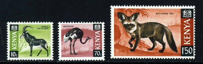 KENYA 1966 Wildlife Group SG 21, SG 28 & SG 31 MINT