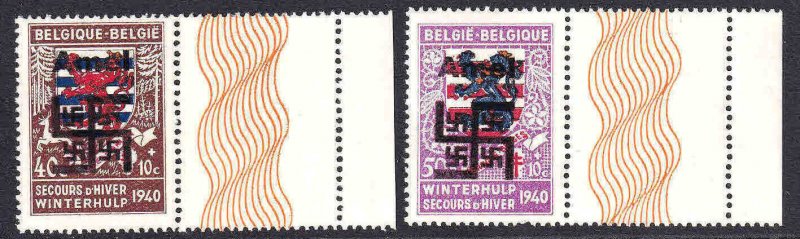 BELGIUM B266-B267 AMEL OVERPRINTS OG NH F/VF BEAUTIFUL GUM WITH LATHEWORK