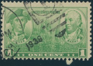 US 790 1 cent Navy Issue; Used -- See details and scan
