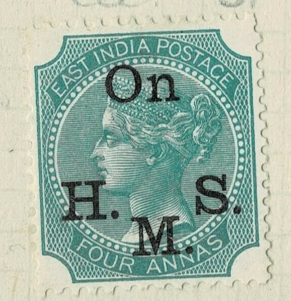 india 1874-82 - ON.H.M.S OVERPRINT - QV 4 AS GREEN SG NO 034 MM