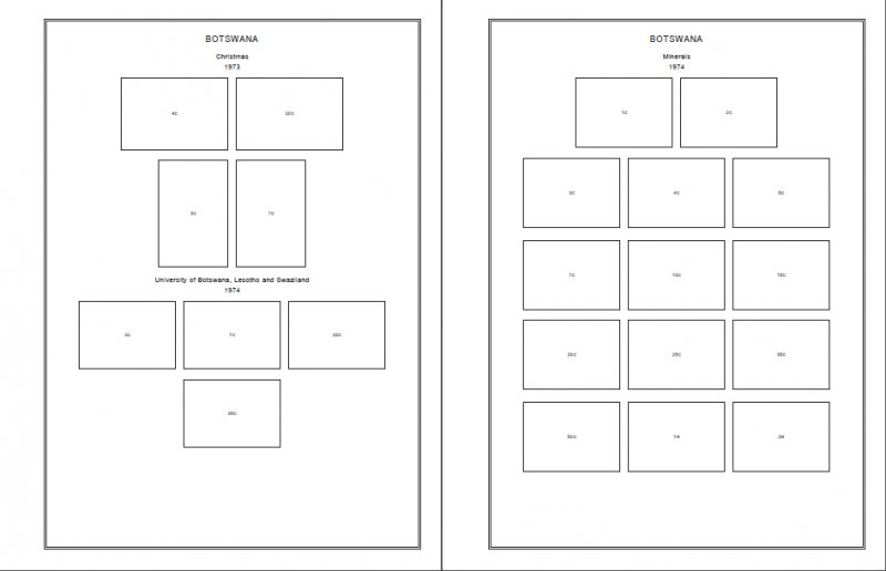 BOTSWANA STAMP ALBUM PAGES 1966-2009 (126 PDF digital pages)
