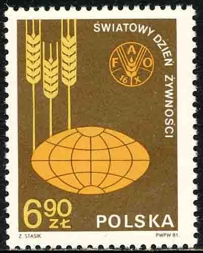 Poland 1981 Sc 2487 World Food Day Grain Globe Stamp MNH