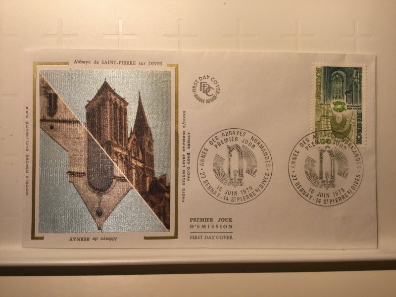 France Colorano silk FDC, 16 juin 1979, Année des abbayes normandes