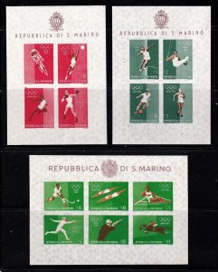 San Marino Souvenir Sheets #465a, set of 3, MNH