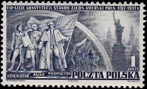 Poland 1938 Sc 319 MNH vf 150 years of the American Constitution