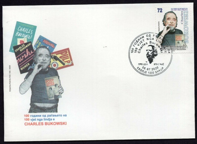 400 - NORTH MACEDONIA 2020 - Charles Bukowski - Writer - FDC