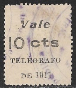 NICARAGUA 1911 10c on 5 on 2 Telegraph Stamp T151 VFU