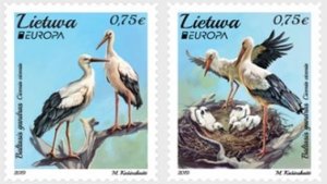 Lithuania 2019 Europa CEPT National birds White stork set of 2 stamps MNH