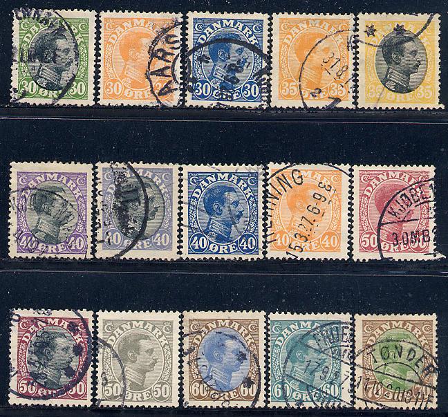 Denmark Scott # 111 - 125, used