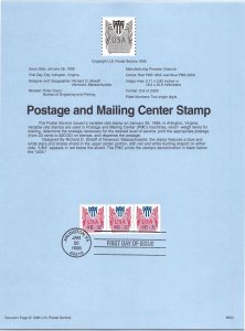 USPS SOUVENIR PAGE 32c VARIABLE RATE STAMP (PMC) POSTAGE AND MAILING CENTER 1996