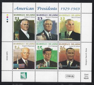 Marshall Is 2000 American Presidents S/S set Sc# 732-38 NH