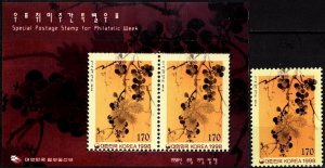 KOREA SOUTH 1998 Philatelic Week. Grapes Painting. 1v and Souvenir sheet, MNH